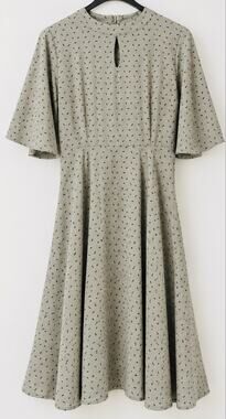 NG Gray Black Leaf Print Midi Dress